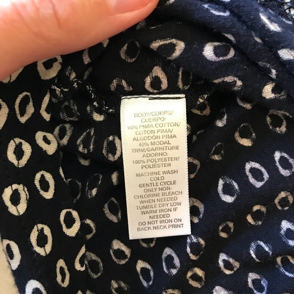 LOFT Ooh La La Twist Trim Tank Blue Tan Circle Dots Sleeveless Tank Size XS - Picture 5 of 7